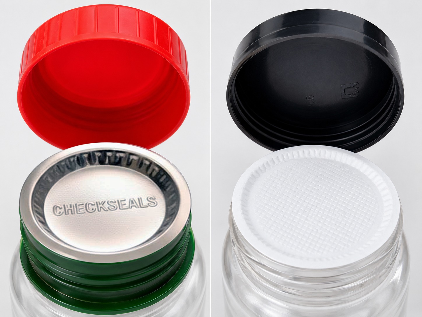 Conduction heat seal liners and caps