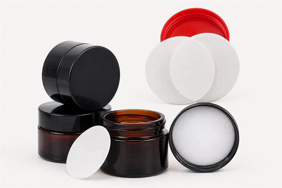 EPE foam wads with jars and caps