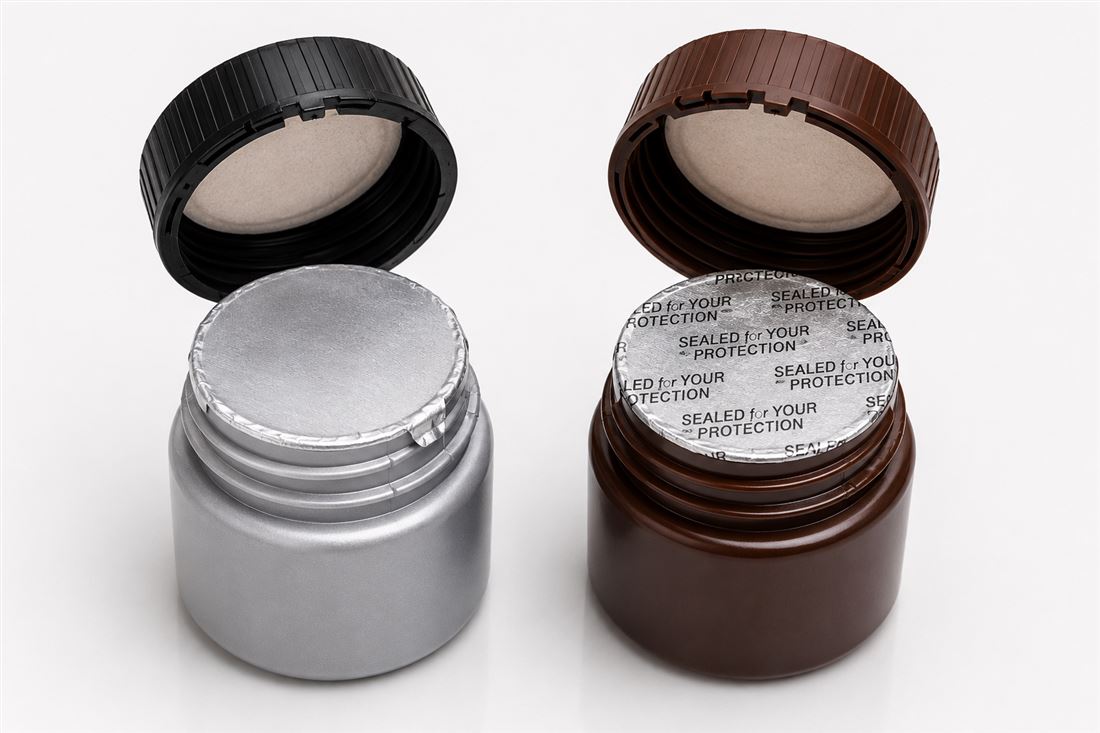 Two Piece Induction Seal showing the foam wad and foil liner layers